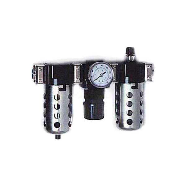 Arrow Pneumatics Arrow 3/8" Modular FRL W/End Ports C33453W, Gauge, Metal Bowl W/Sight, Manual & Ultra Fog Lubricator C33453W - main